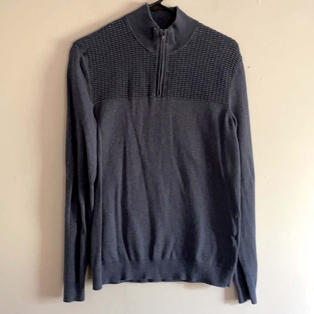 Alfani blue pullover quarter zip sweater small